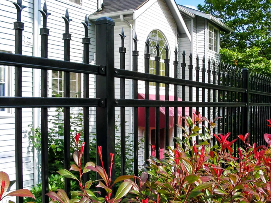 Residential Ornamental steel fence installation for the Middleborough MA area.