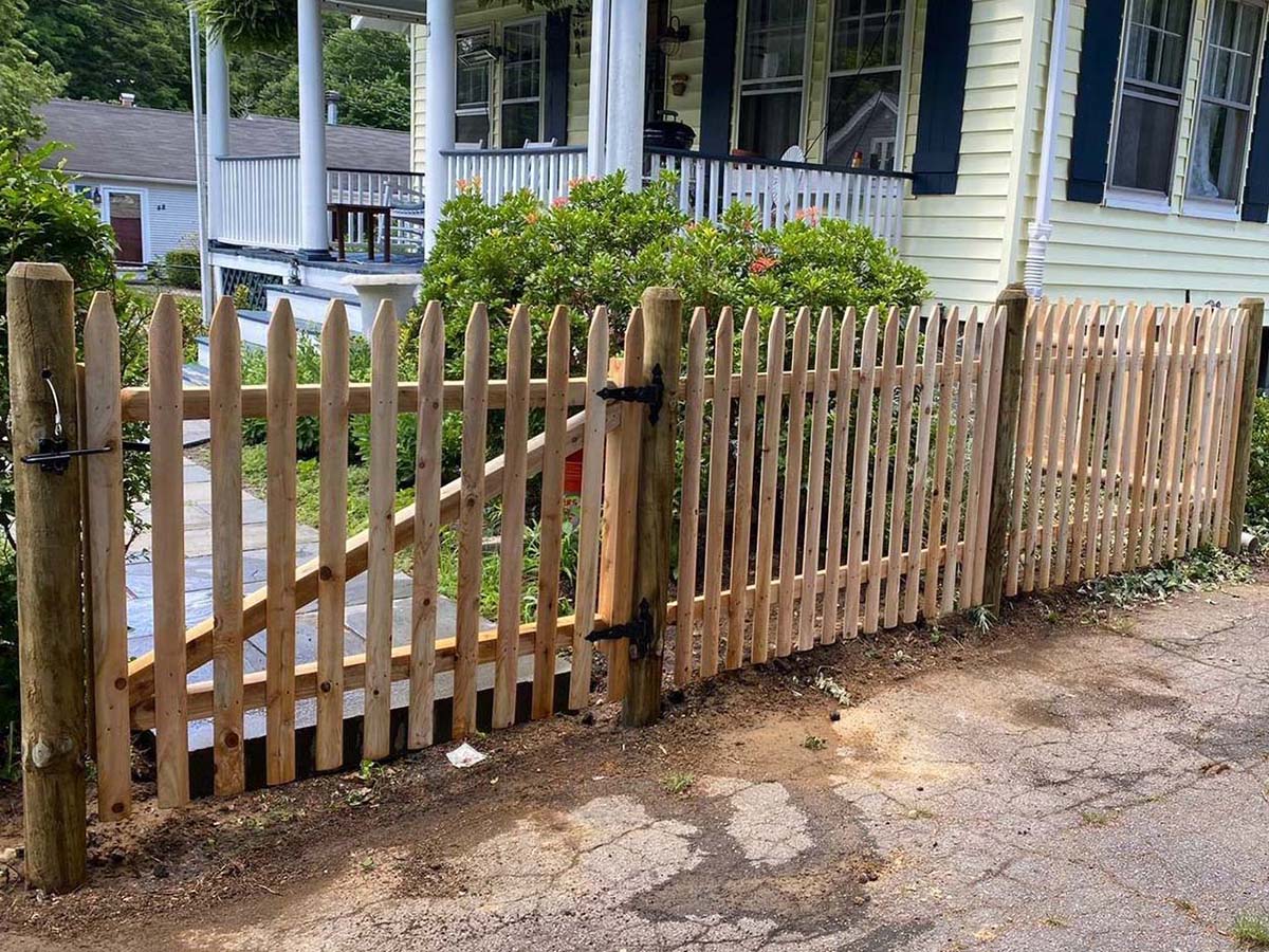 Lakeville MA picket style wood fence